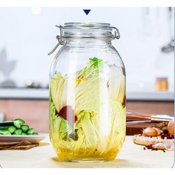 3000ml Glass Mason Jars with Airight Liner Steel, Storage Food Jars, Pickle Preserving Dishwasher Safe Jar